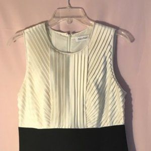 Calvin Klein black & ivory sleeveless sheath dress